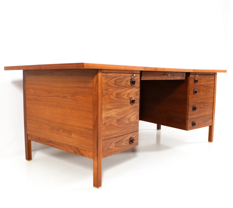 Mid-Century Modern Walnut Executive Desk by Edward Wormley for Dunbar, 1950s